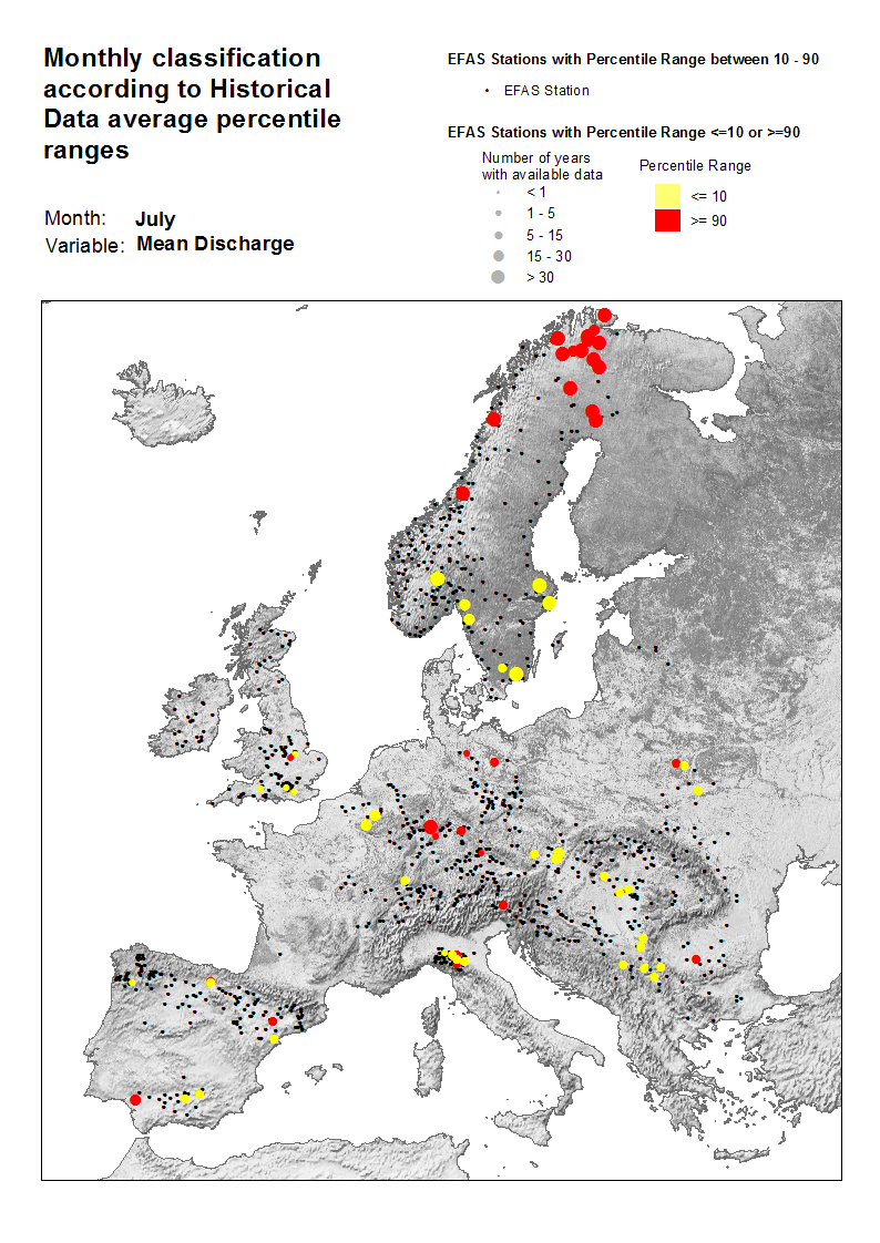 Monthly discharge anomalies July 2017