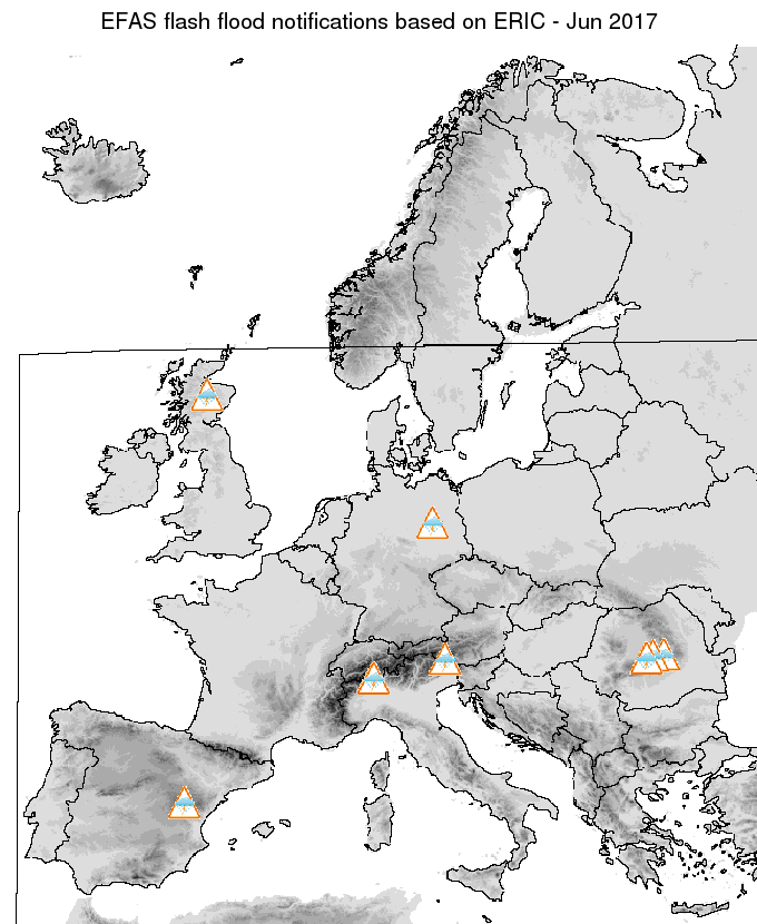 Figure 2. Flash flood notifications sent for June 2017