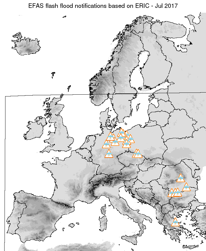 Figure 2. Flash flood notifications sent for July 2017