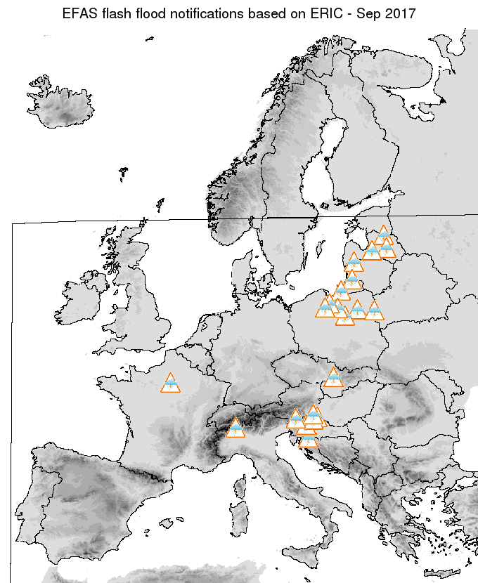 Figure 2. Flash flood notifications sent for September 2017