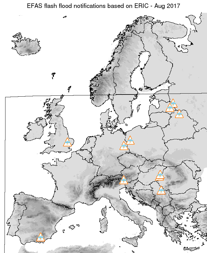Flash flood notifications sent for August 2017