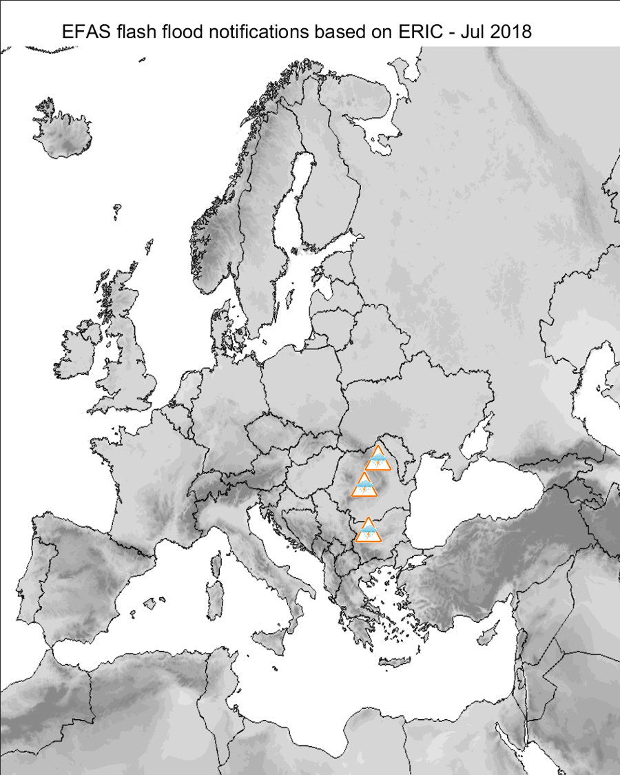 Figure 2. Flash flood notifications sent for July 2018