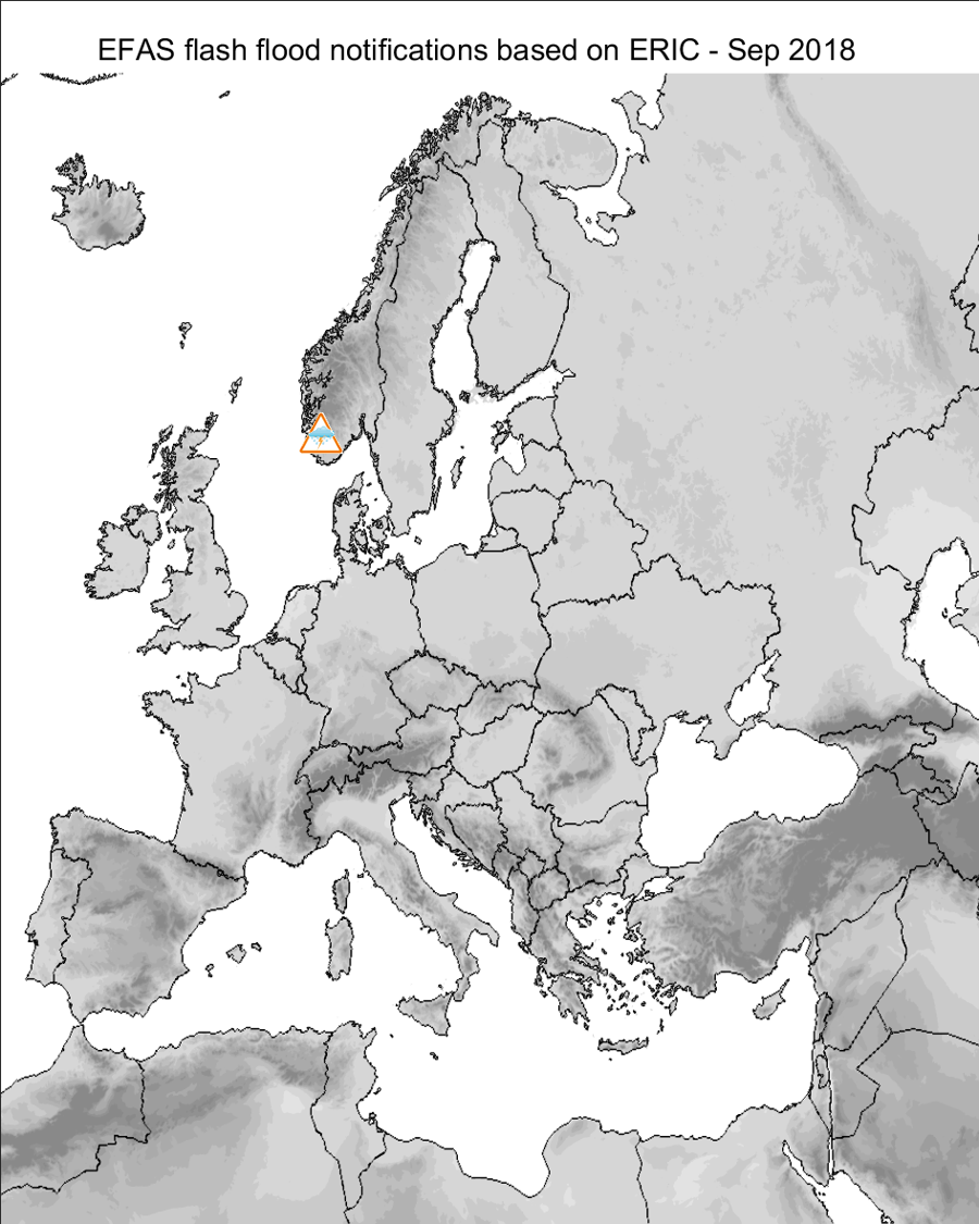 Figure 2. Flash flood notifications sent for September 2018