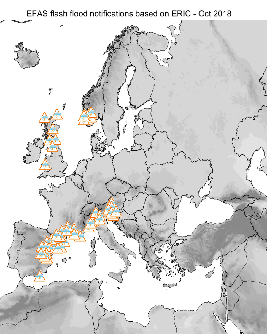 Figure 2. Flash flood notifications sent for October 2018