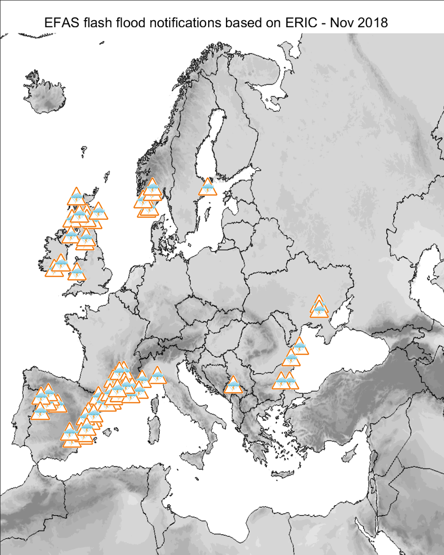 Figure 2. Flash flood notifications sent for November 2018