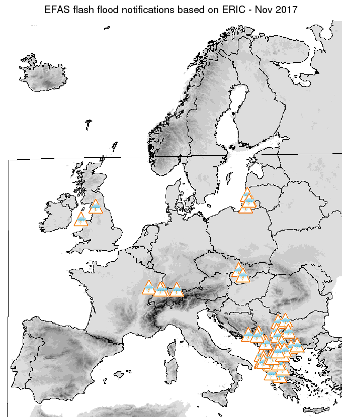 Figure 2. Flash flood notifications sent for November 2017