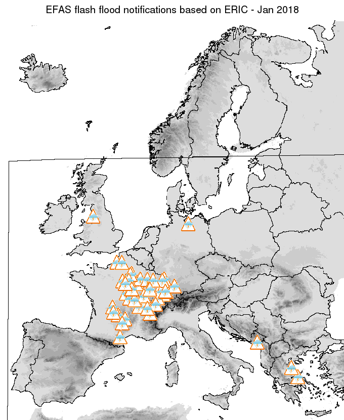 Figure 2. Flash flood notifications sent for January 2018