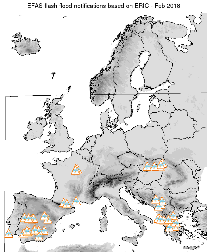 Figure 2. Flash flood notifications sent for February 2018