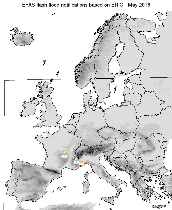 Figure 2. Flash flood notifications sent for May 2018