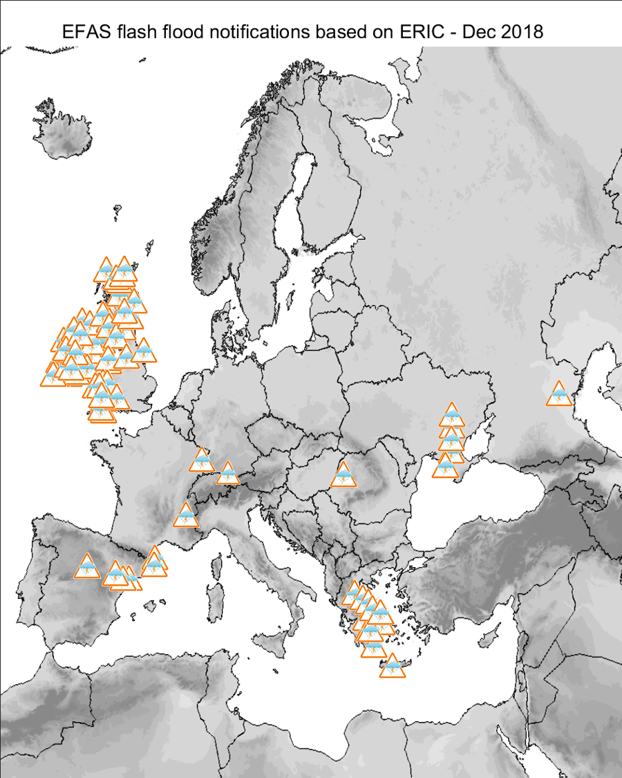 Figure 2. Flash flood notifications sent for December 2018