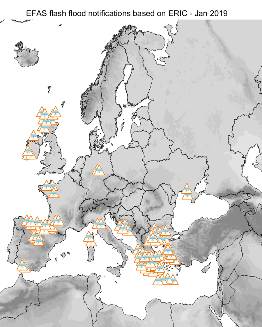 Figure 2. Flash flood notifications sent for January 2019