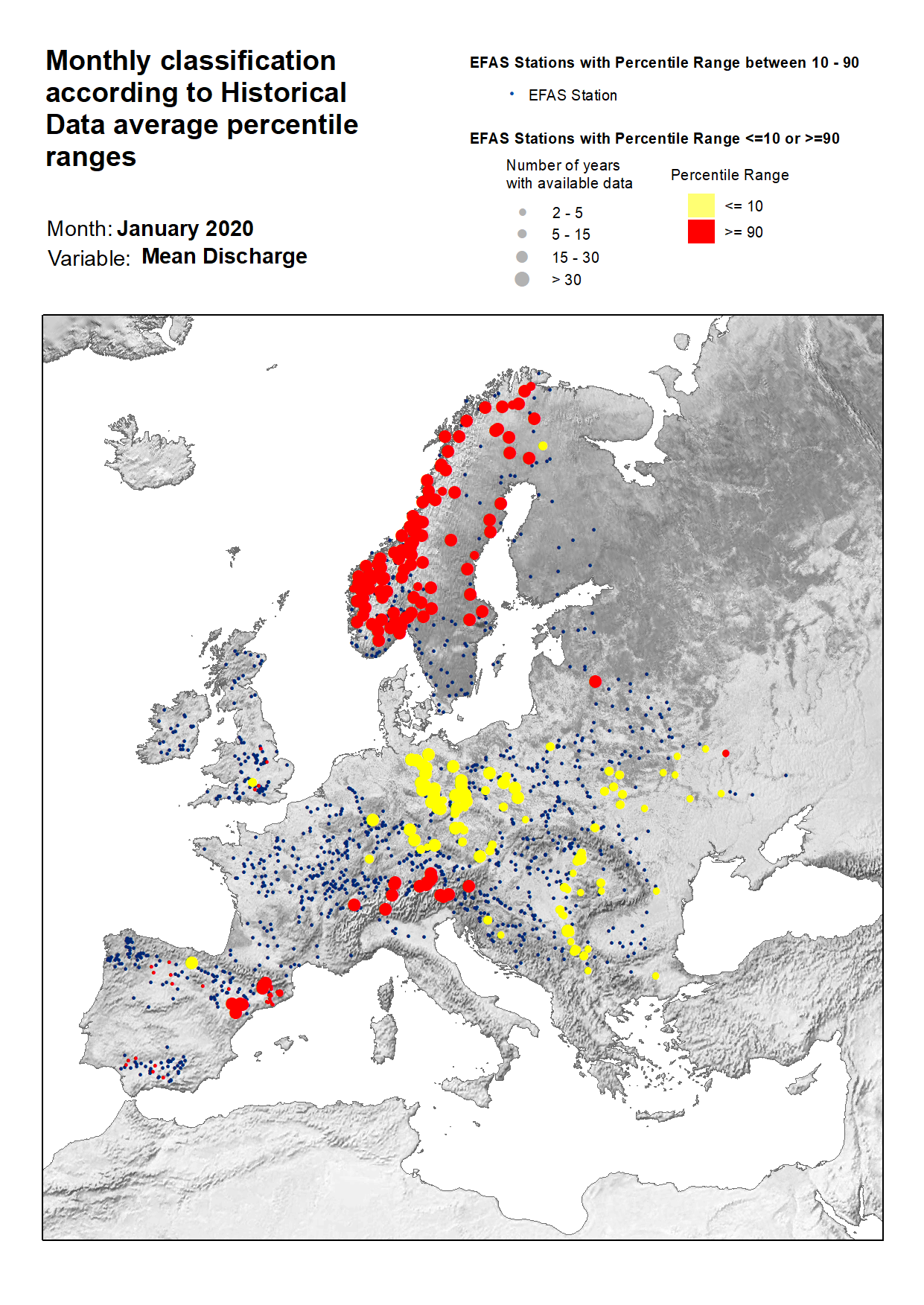 Figure 3. Monthly discharge anomalies January 2020