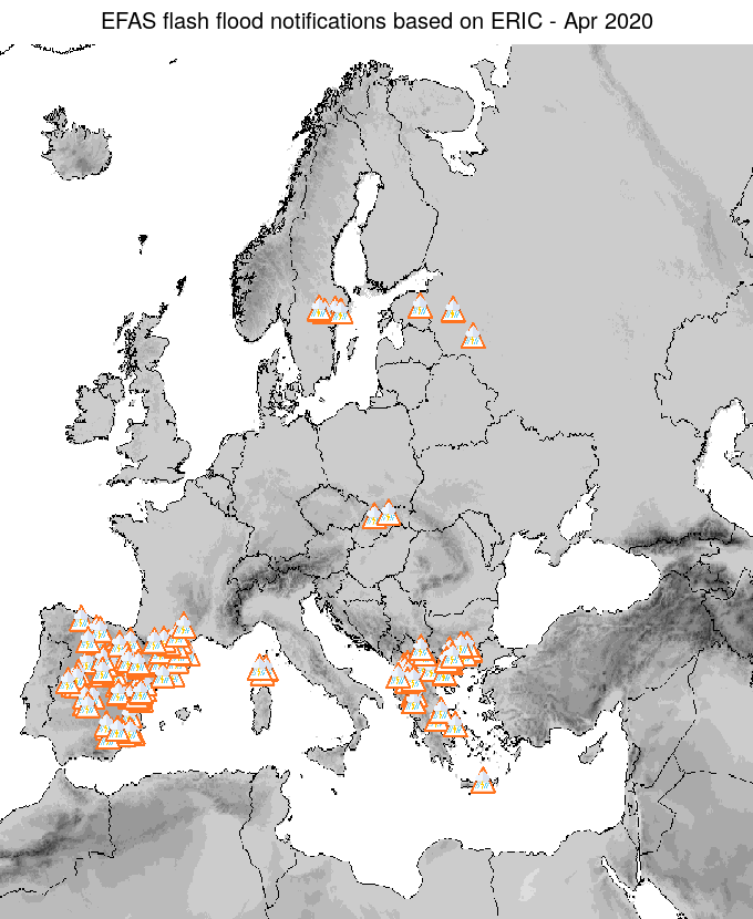 Figure 2. ERIC flash flood notifications sent for April 2020