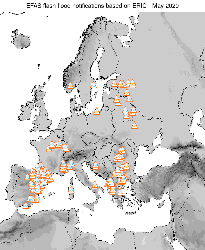 Figure 2. ERIC flash flood notifications sent for May 2020