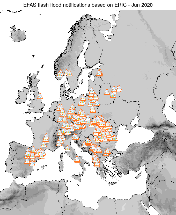 Figure 2. ERIC flash flood notifications sent for June 2020