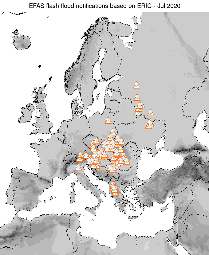 Figure 2. ERIC flash flood notifications sent for July 2020