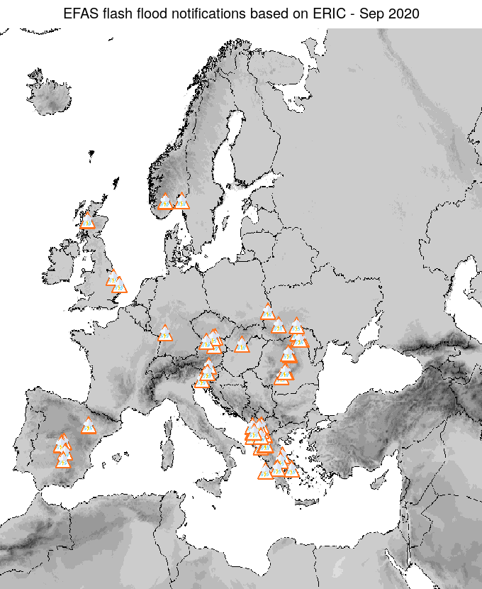 Figure 2. ERIC flash flood notifications sent for September 2020