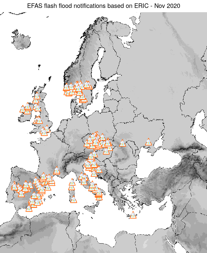 Figure 2. ERIC flash flood notifications sent for November 2020