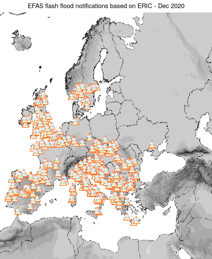 Figure 2. ERIC flash flood notifications sent for December 2020