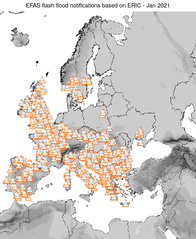 Figure 2. ERIC flash flood notifications sent for January 2021