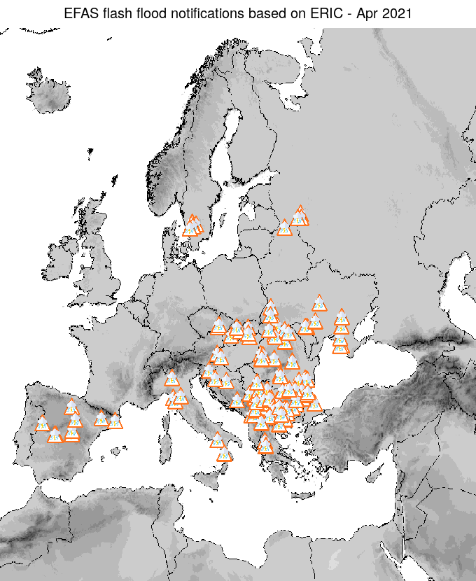 Figure 2. ERIC flash flood notifications sent for April 2021