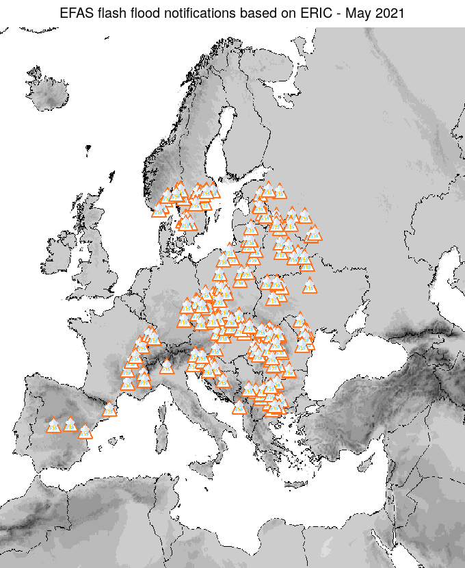 Figure 2. ERIC flash flood notifications sent for May 2021