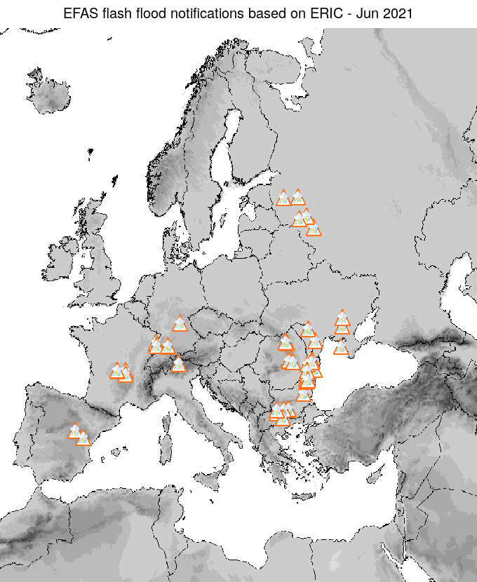 Figure 2. ERIC flash flood notifications sent for June 2021