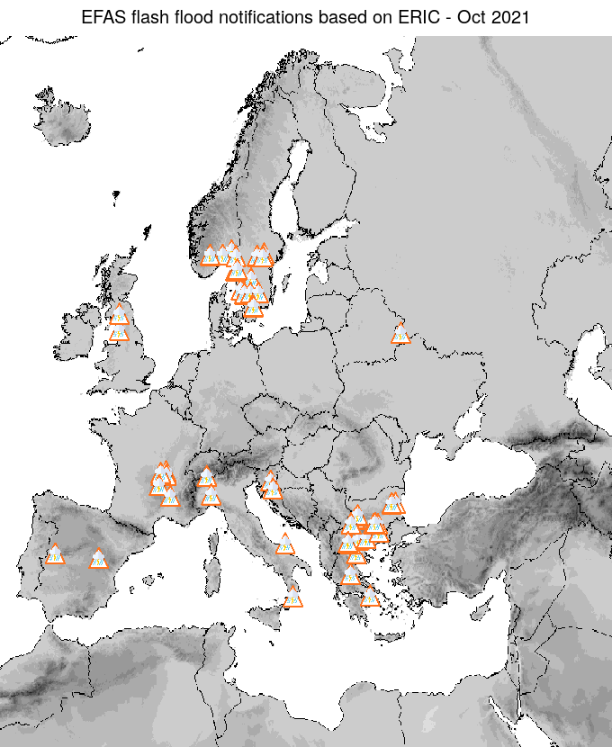 Figure 2. ERIC flash flood notifications sent for October 2021