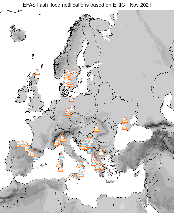 Figure 2. ERIC flash flood notifications sent for November 2021