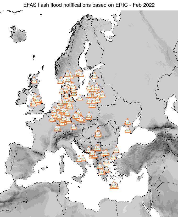 Figure 2. ERIC flash flood notifications sent for February 2022