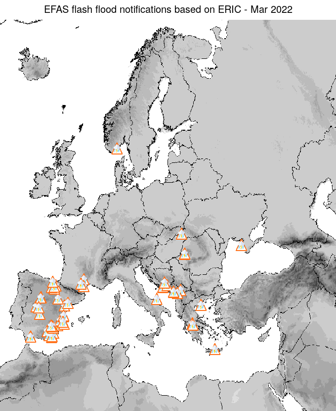 Figure 2. ERIC flash flood notifications sent for March 2022