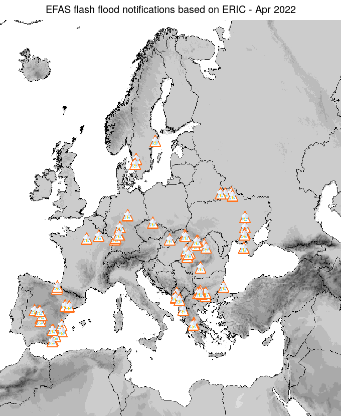 Figure 2. ERIC flash flood notifications sent for April 2022