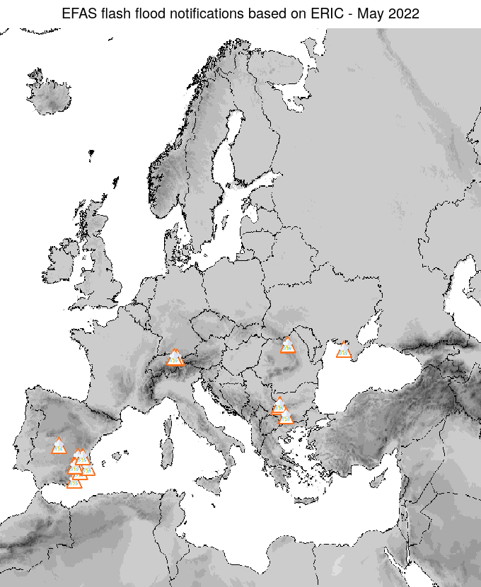 Figure 2. ERIC flash flood notifications sent for May 2022