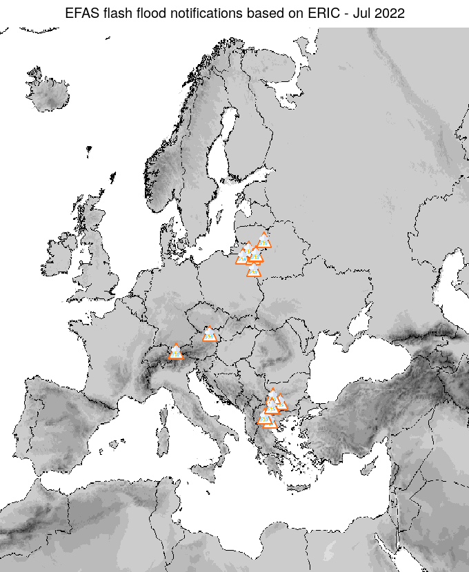 Figure 2. ERIC flash flood notifications sent for July 2022