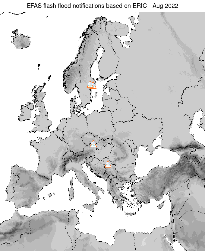 Figure 2. ERIC flash flood notifications sent for August 2022