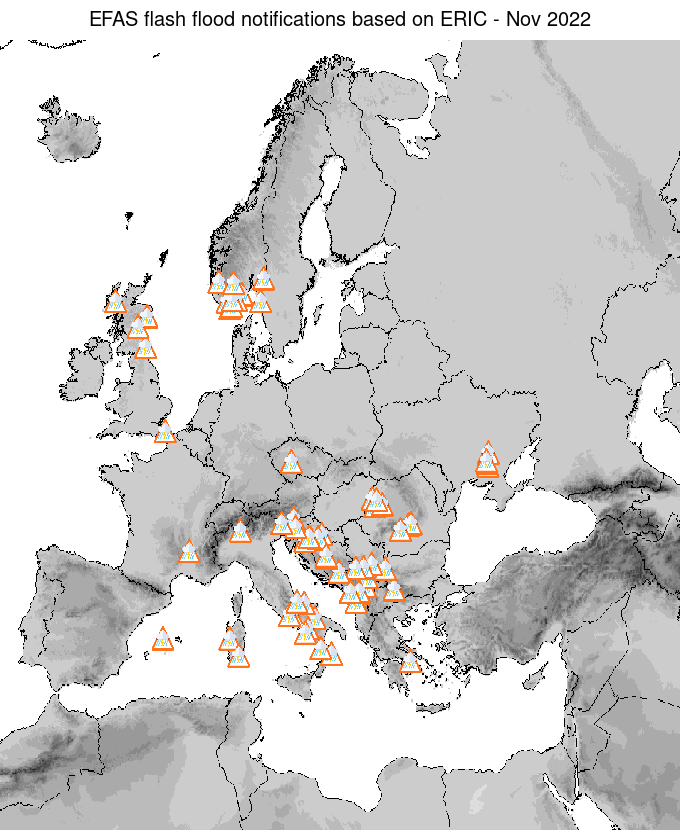 Figure 2. ERIC flash flood notifications sent for November 2022