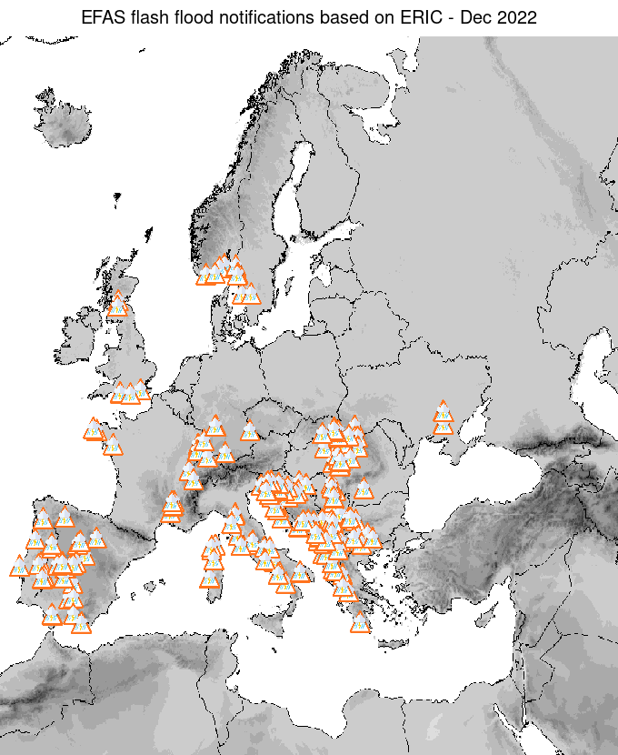 Figure 2. ERIC flash flood notifications sent for December 2022