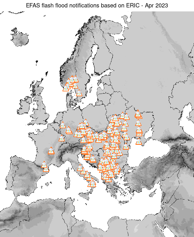 Figure 2. ERIC flash flood notifications sent for April 2023