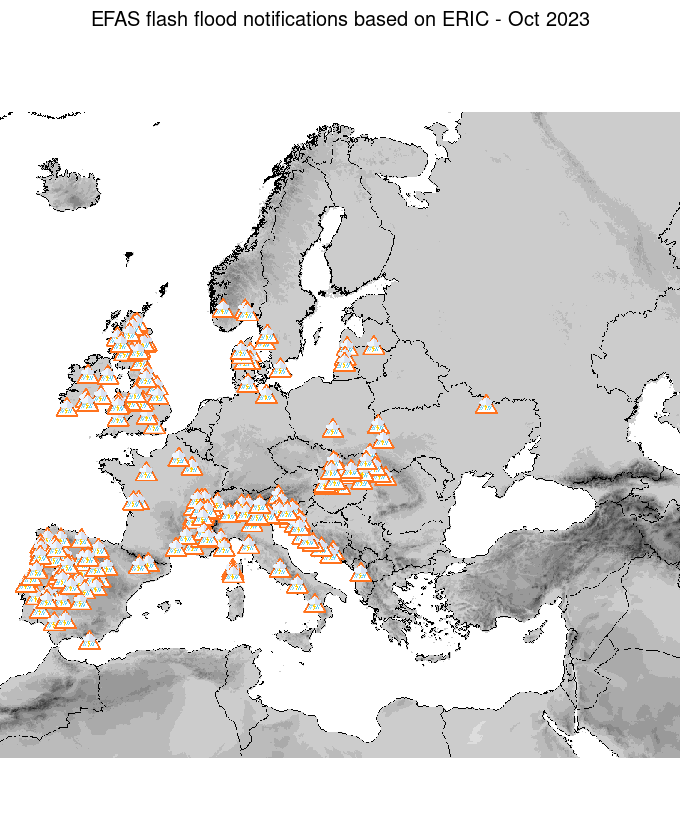 Figure 2. ERIC flash flood notifications sent for October 2023