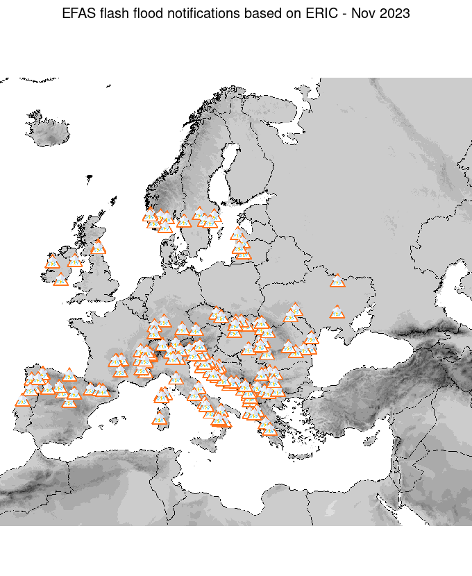Figure 2. ERIC flash flood notifications sent for November 2023