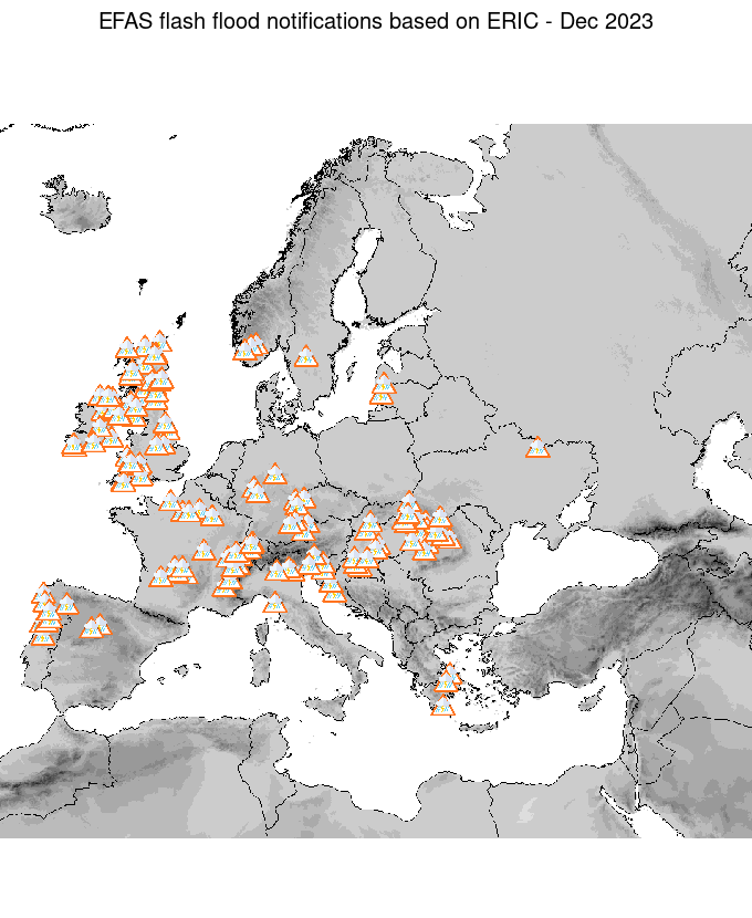 Figure 2. ERIC flash flood notifications sent for December 2023