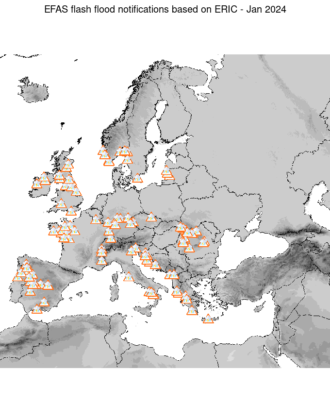 Figure 2. ERIC flash flood notifications sent for January 2024