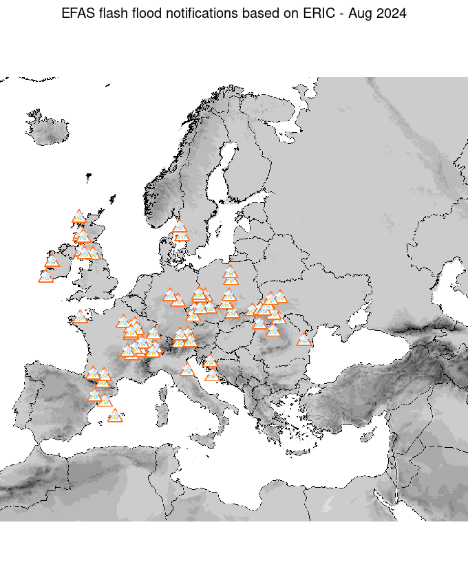 Figure 2. ERIC flash flood notifications sent for August 2024