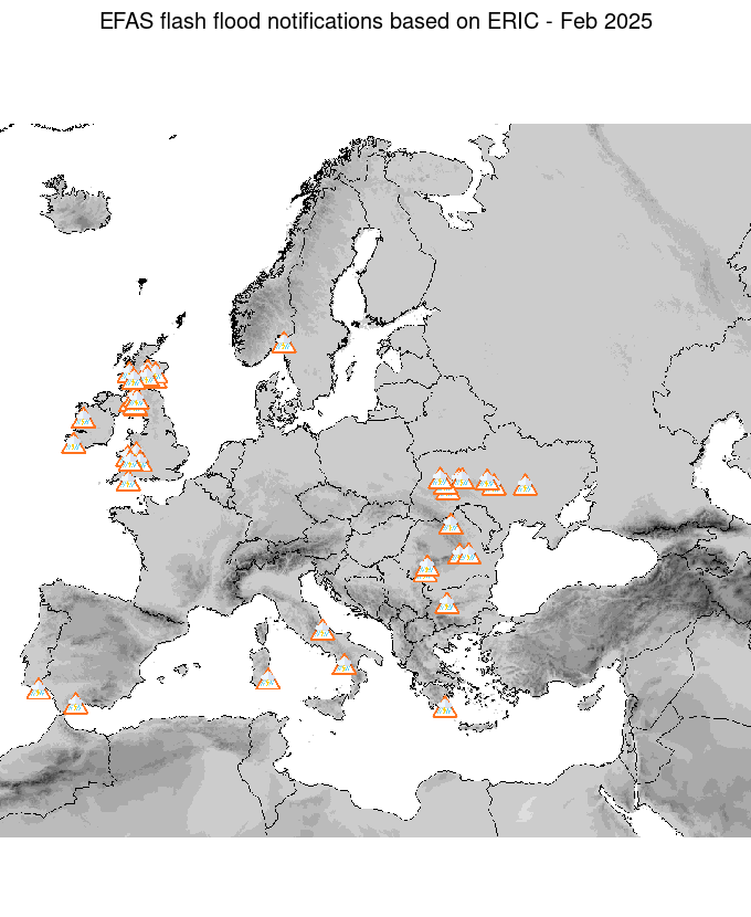 Figure 2. ERIC flash flood notifications sent for February 2025