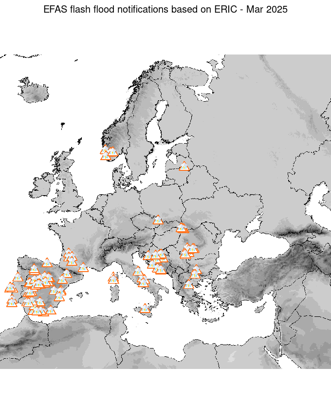 Figure 2. ERIC flash flood notifications sent for March 2025