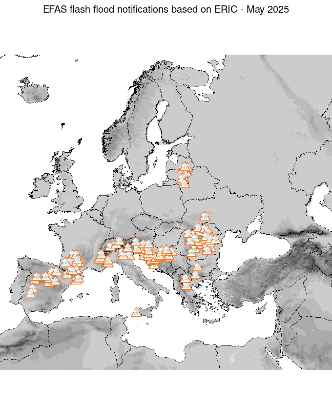 Figure 2. ERIC flash flood notifications sent for May 2025