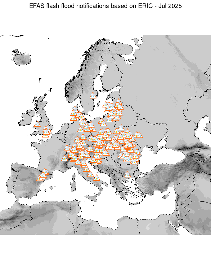 Figure 2. ERIC flash flood notifications sent for July 2025