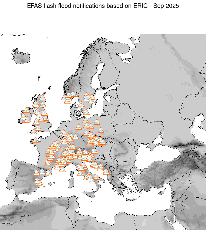 Figure 2. ERIC flash flood notifications sent for September 2025