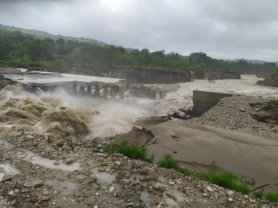 A bridge collapsed in Verucchio, near Rimini. Credit: Comune di Verucchio/Facebook