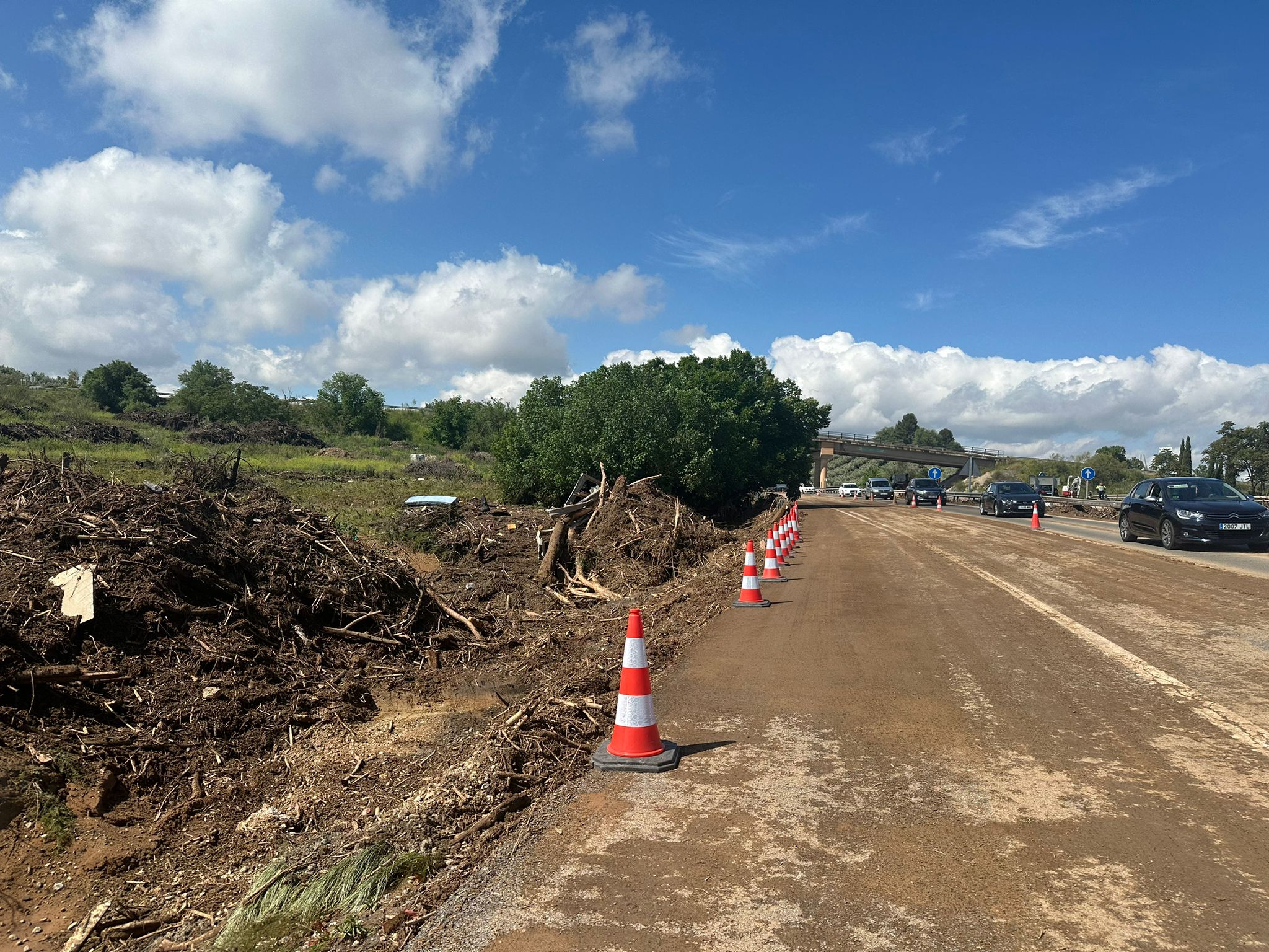 Flood damage long the A92 road in the province of Granada. Credit: Government of Andalucía